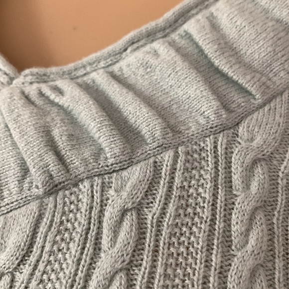Eddie Bauer Cableknit sweater hourglass mint green v neck pullover XS - Picture 4 of 13